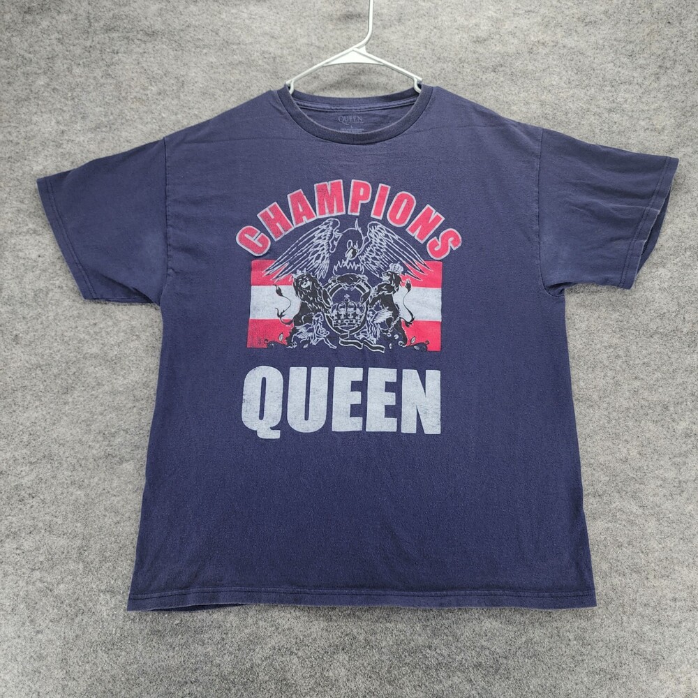 Queen Shirt Mens Large Short Sleeve Blue Champions